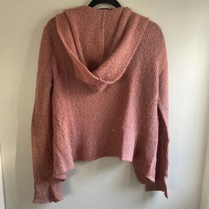 Free People pink wool hooded sweater